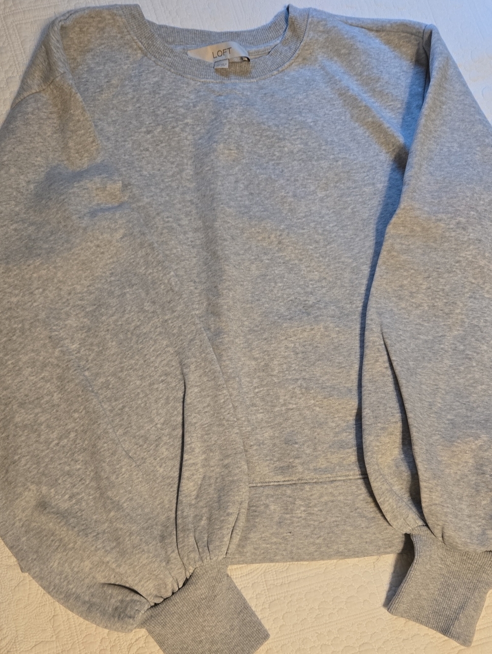 LOFT Gray Crewneck Sweatshirt - Puffy Wrists